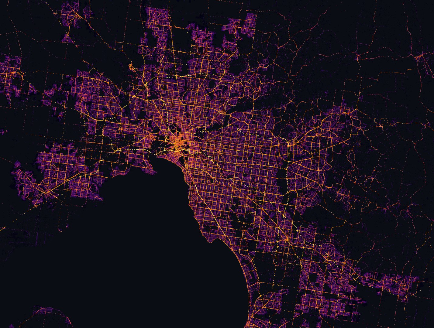 Melbourne metro road network by traffic volume