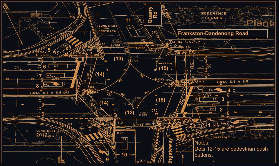 Signalised intersection detector map, blueprint style